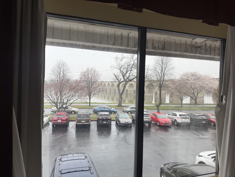 View of parking lot out window