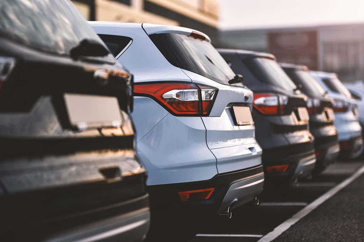Cars parked in a lot